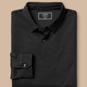 Charles Tyrwhitt Long Sleeve Polo | Black | Small